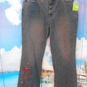 NEW VINTAGE by FADED GLORY, ROSE TONE COLOR TINTED DENIM FLARE JEANS, SIZE 16.